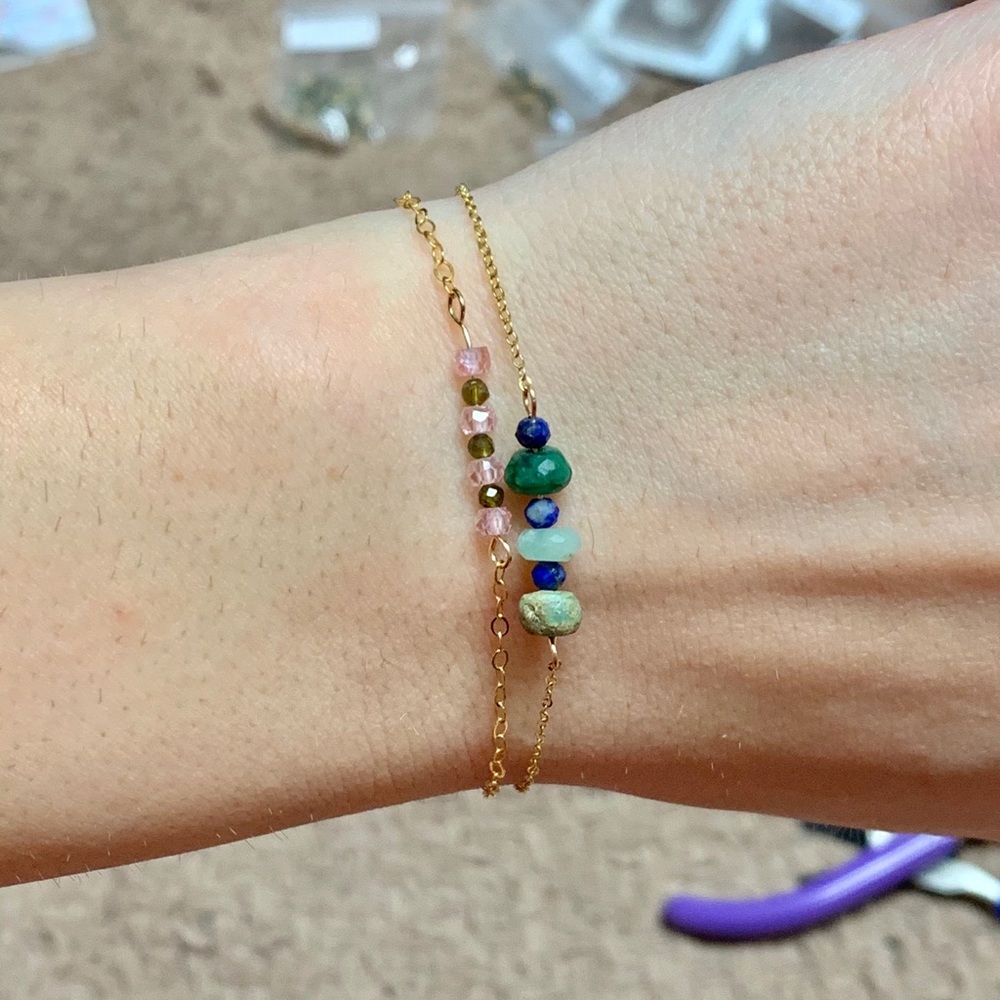 14K Gold Filled Bracelet bundle w/ genuine crystal